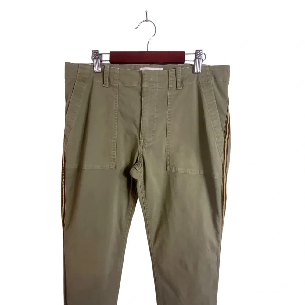NiLi Lotan Raw Hem‎ Crop Cotton Stretch Twill Pant in Green